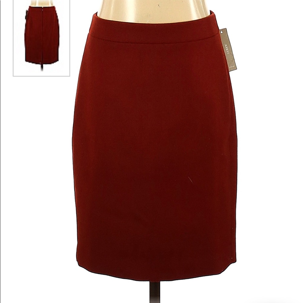 NWT J. CREW DOUBLE SERGE WOOL NO. 2 PENCIL SKIRT 2 RUST